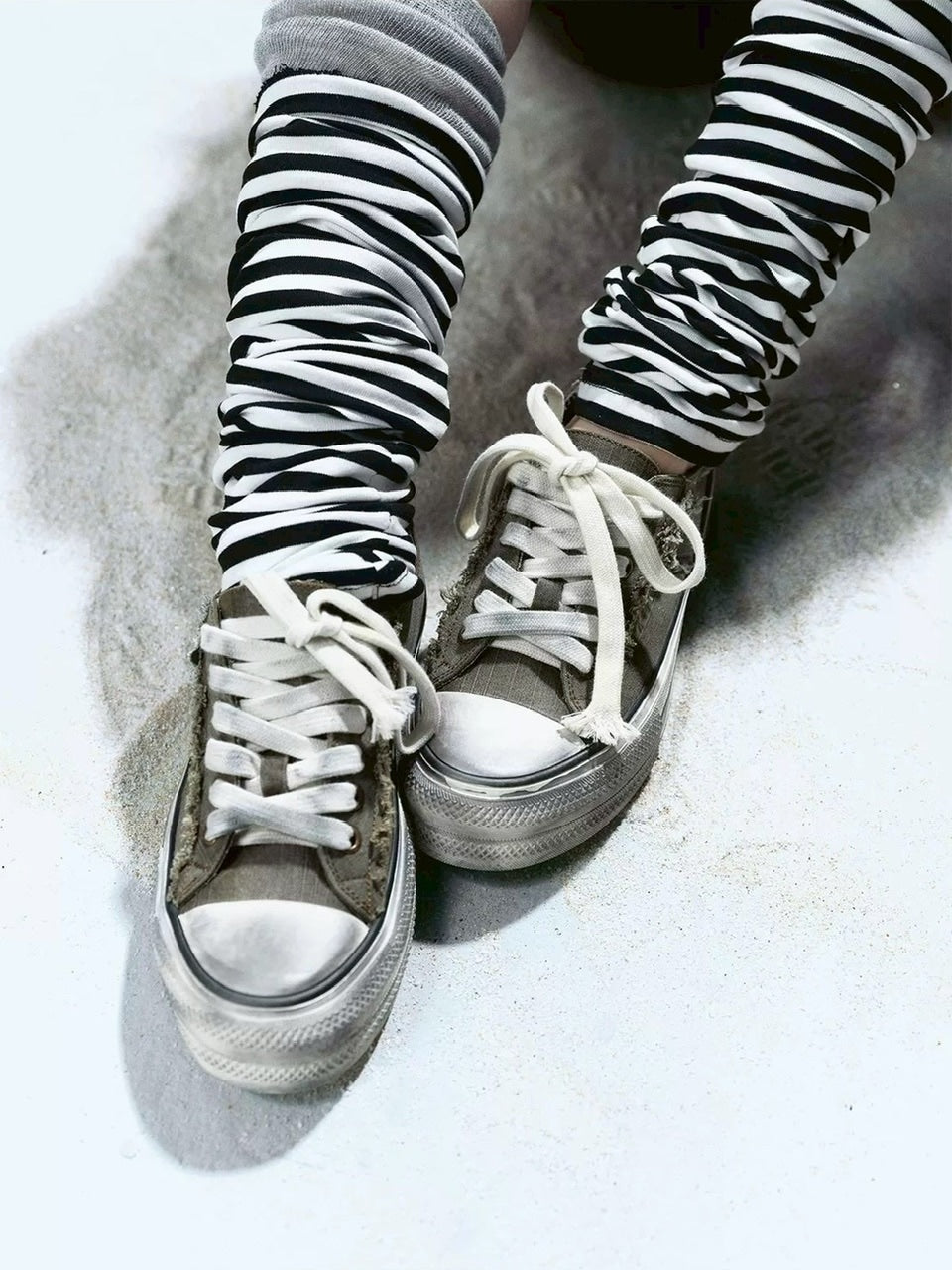 【Cest Nous】Distressed Canvas Sneakers / 【セヌー】ダーティーデニムキャンバス厚底スニーカー