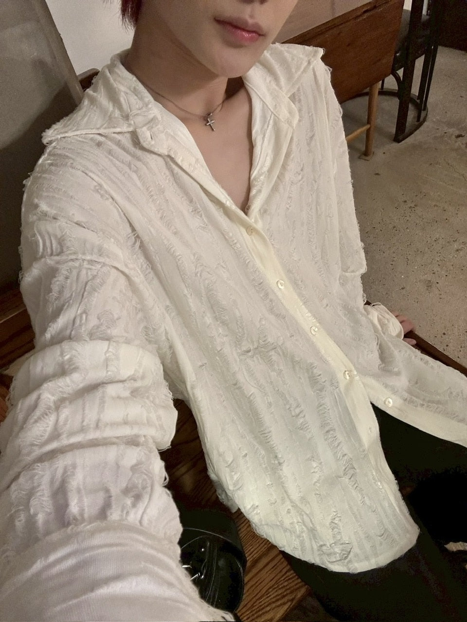 受注制【LUV CODE】damage shirt (3color)