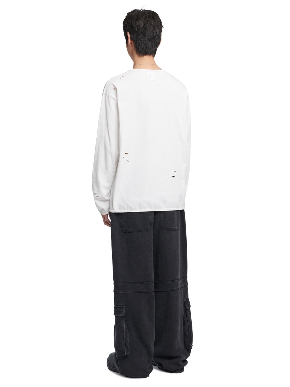 【NOMANUAL】DAMAGED LONG SLEEVE TEE