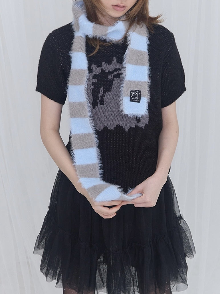 【FANCY X DUSTY】HUG STRIPE FUR MUFFLER / 【ファンシー X ダスティ】ハグストライプファーマフラー