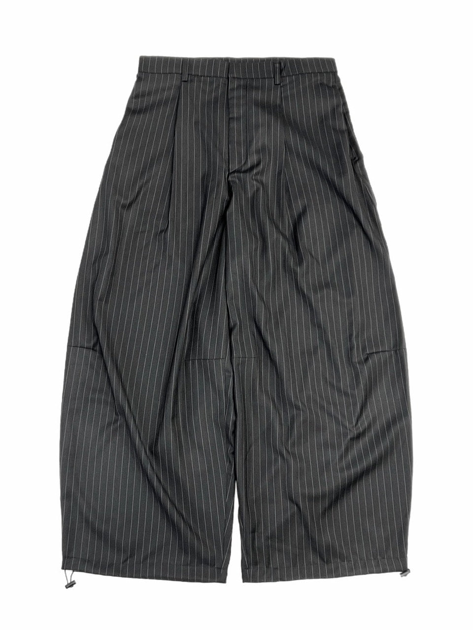 受注制【Chikashitsu +】draw cord stripe wide slacks / 【チカシツプラス】ドローコードストライプワイドスラックス (2color)