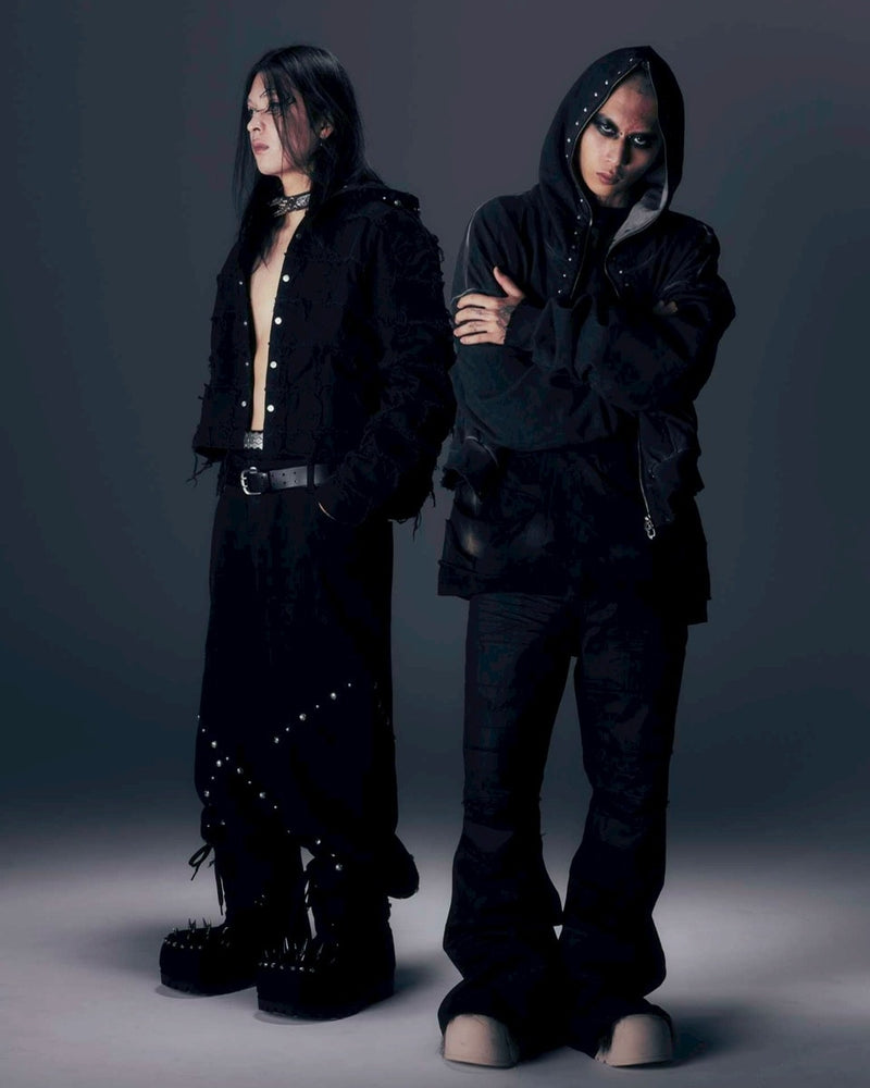 【DIG YOUR OWN GRAVE】PATCHWORK HOODY SHIRTS /【ディグユアオウングレイブ】パッチワークフードチェックシャツ