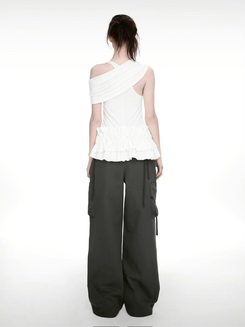 【NACHE】STRAP WIDE CARGO PANTS (UNISEX)