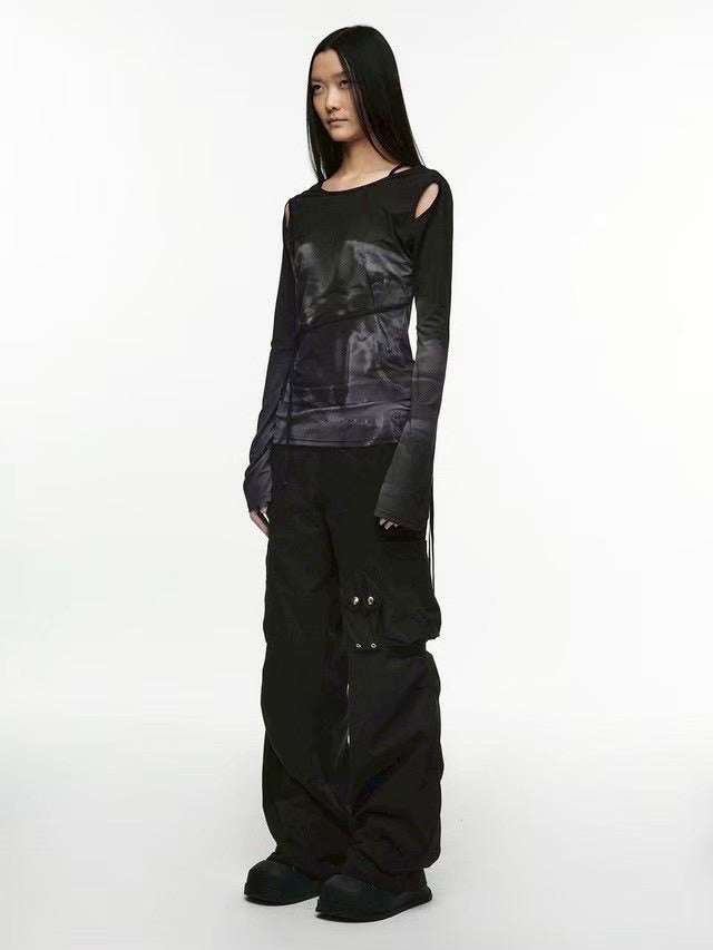 【NACHE】CUT-OUT SLIM FIT LONG SLEEVE