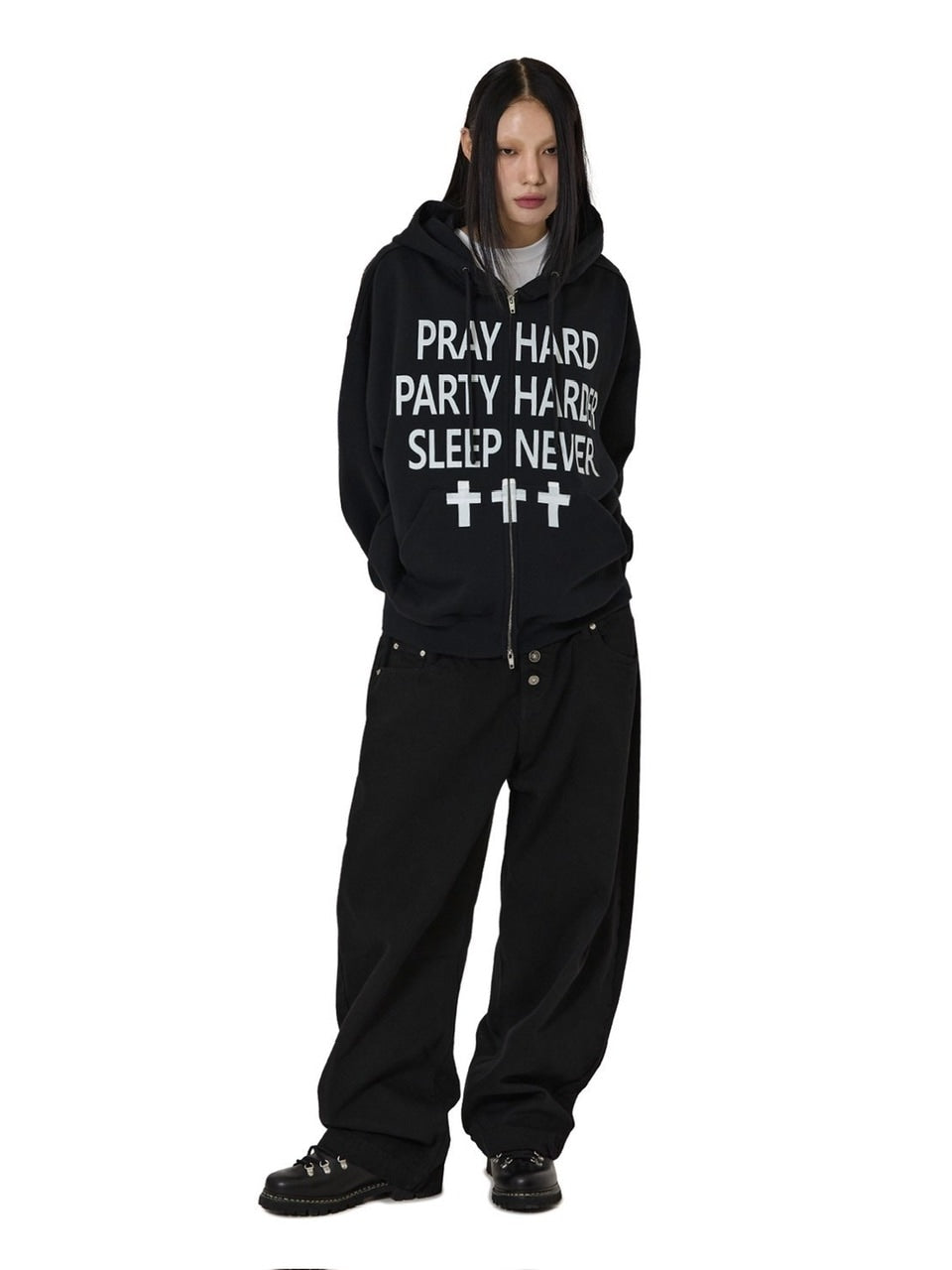 【OY】PRAY HARD HOODIE ZIP UP