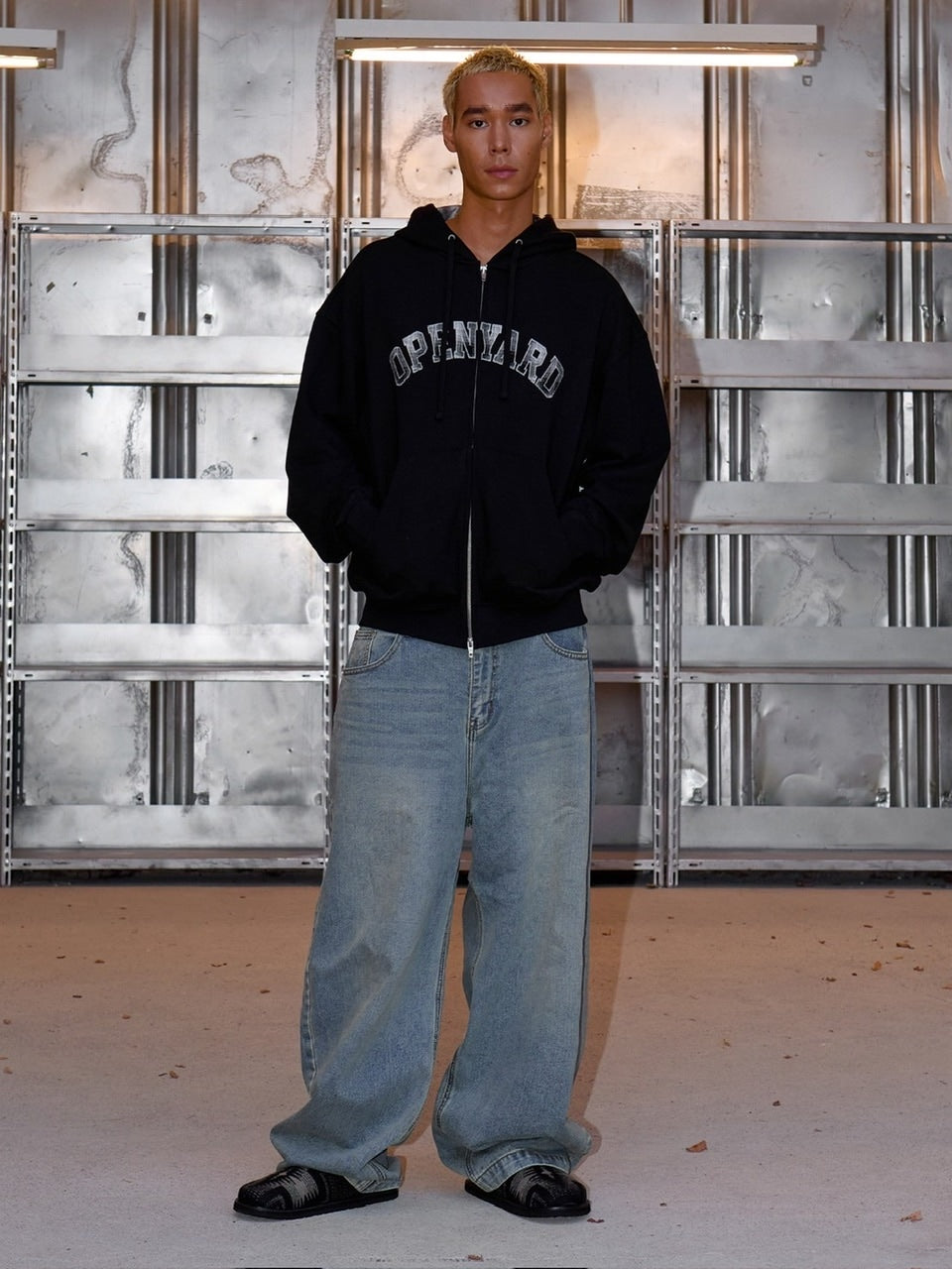 【OY】FLANNEL CHECK LOGO HOODIE ZIP UP