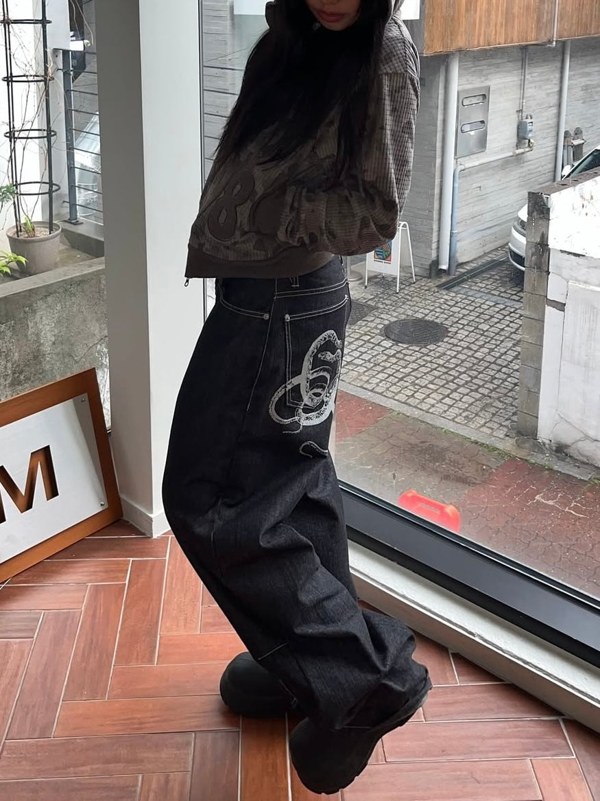 AAKAM】Snake Printed Denim Pants – PRESSING WEB SHOP
