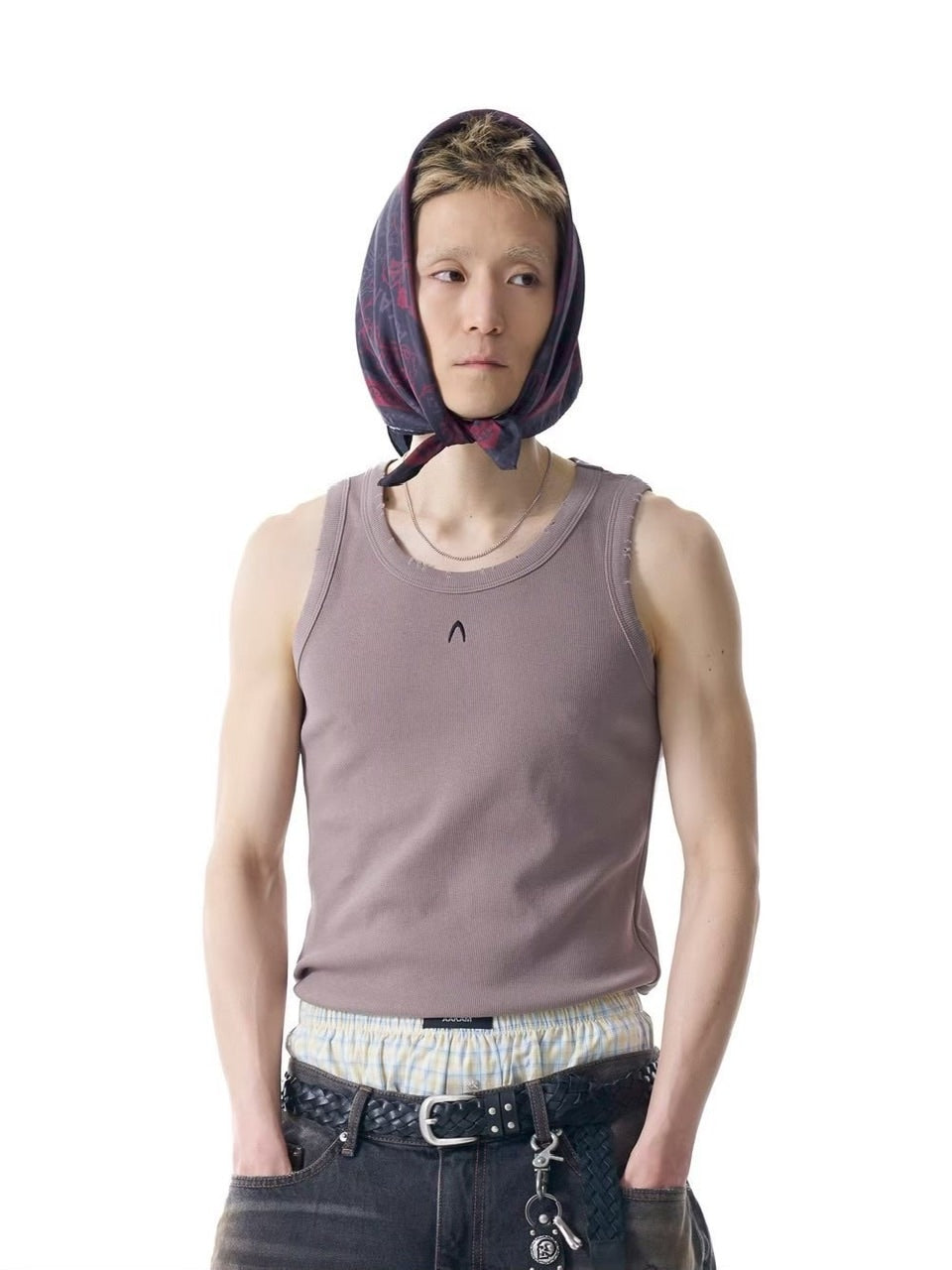 【AAKAM】X-Cross Printed Scarf