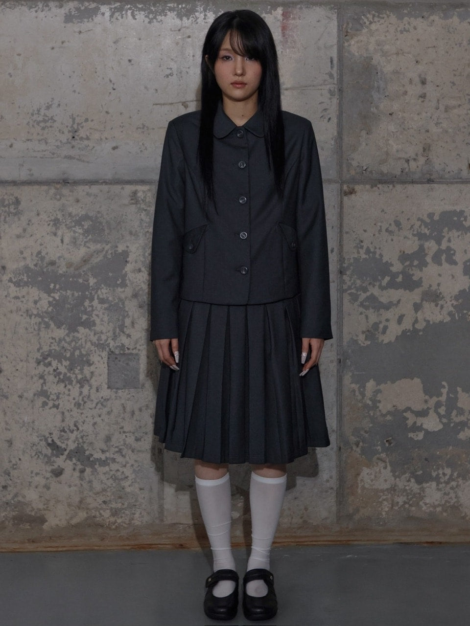 【FANCY CLUB】CLASSIC BUCKLE PLEATS MIDI SKIRT / 【ファンシークラブ】クラシックバックルプリーツミディスカート