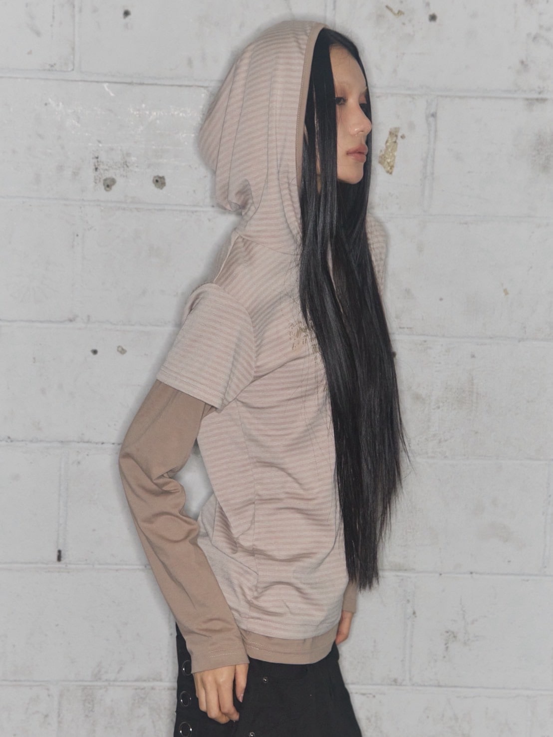【FANCY CLUB】STRIPE LAYERED HOODIE / 【ファンシークラブ】ストライプレイヤードフーディー