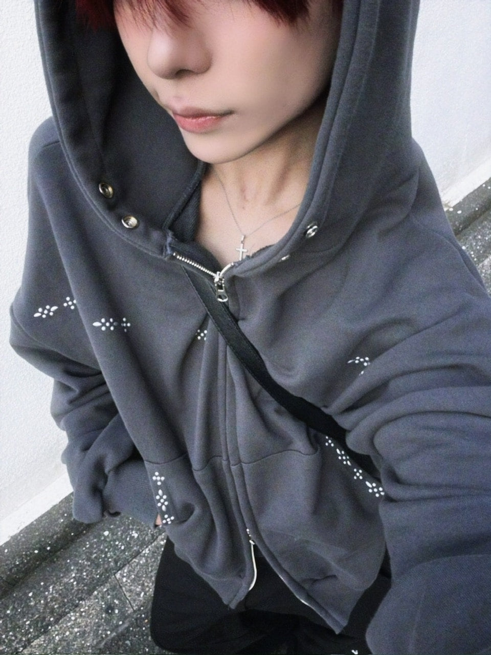 受注制【LUV CODE】studs zip up hoodie (2color)