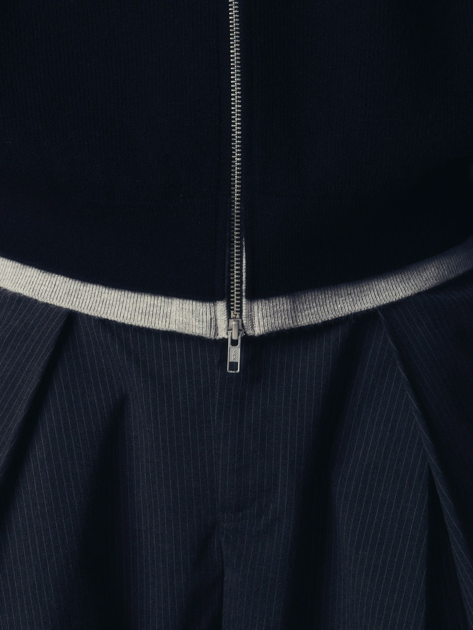 【CS】layered knit zip hoodie (black) / 【シーエス】レイヤードニットジップフーディー