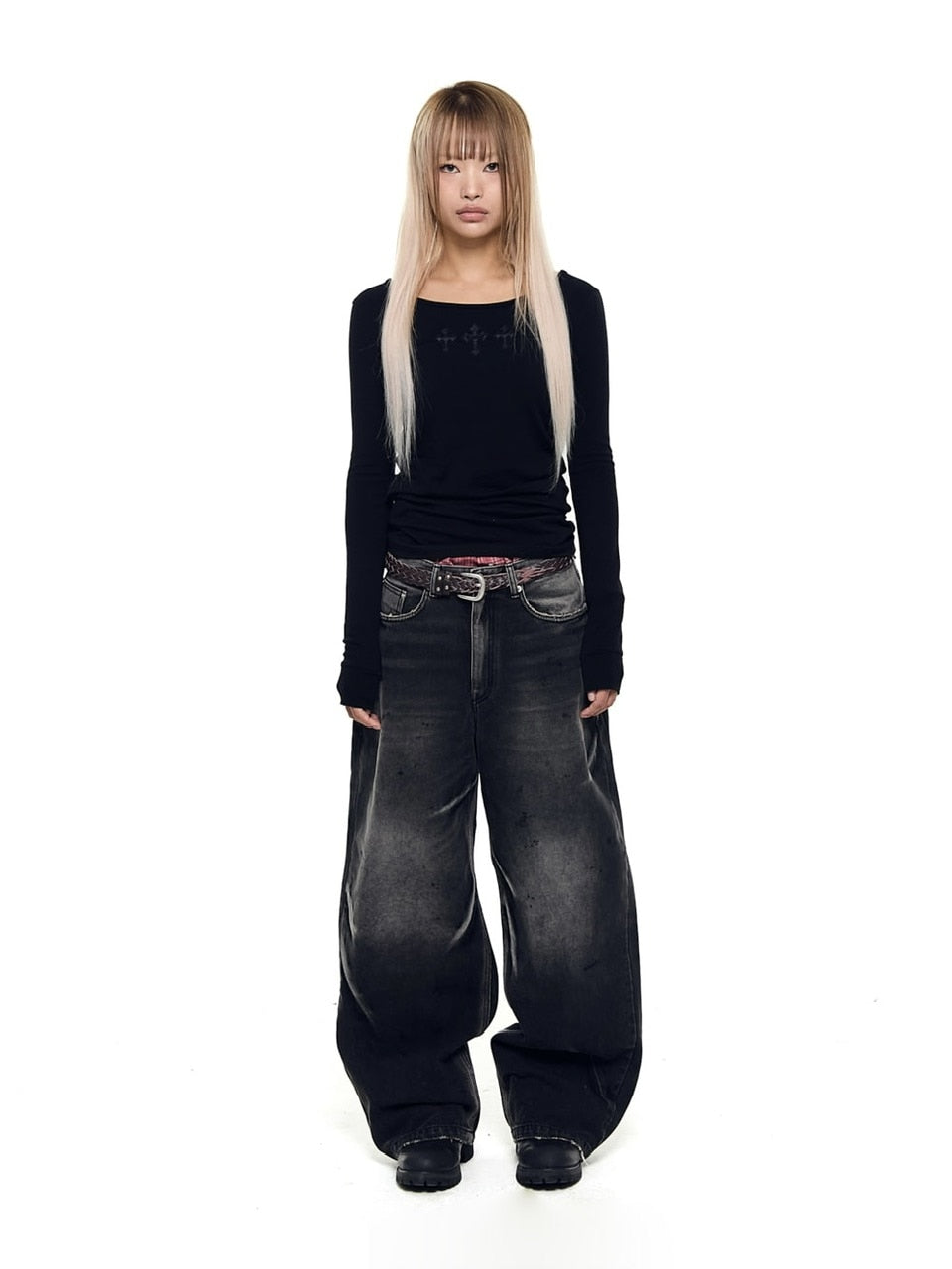 【AAKAM】Paint Washed Denim Pants