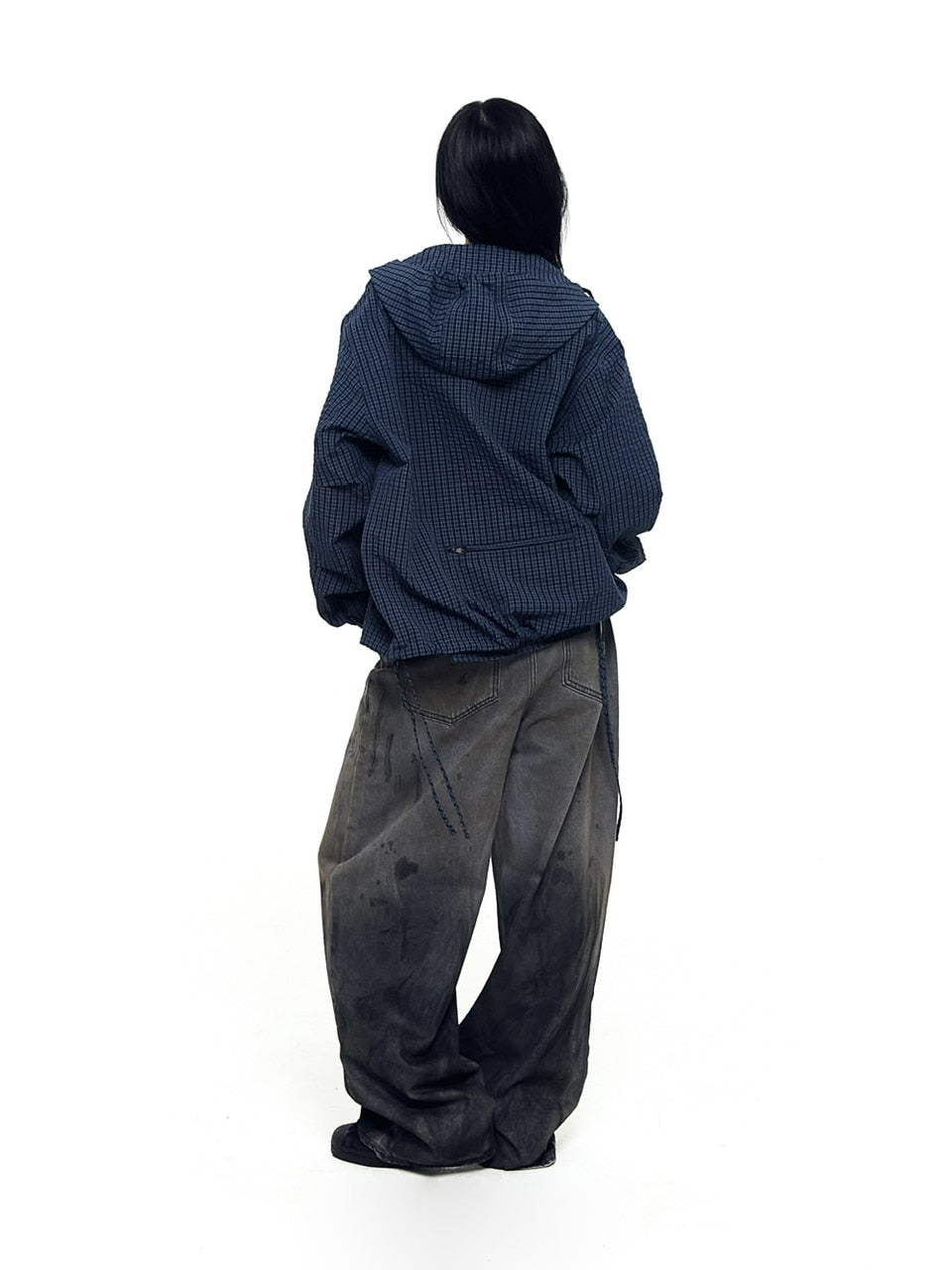 【AAKAM】Check Pattern Hooded Jacket