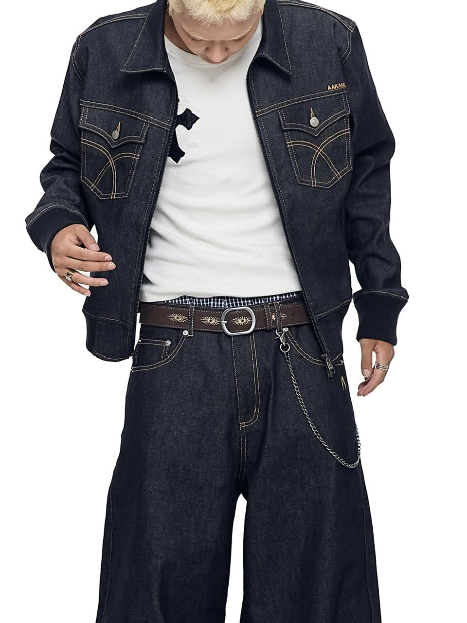 【AAKAM】Needlework Studded Belt