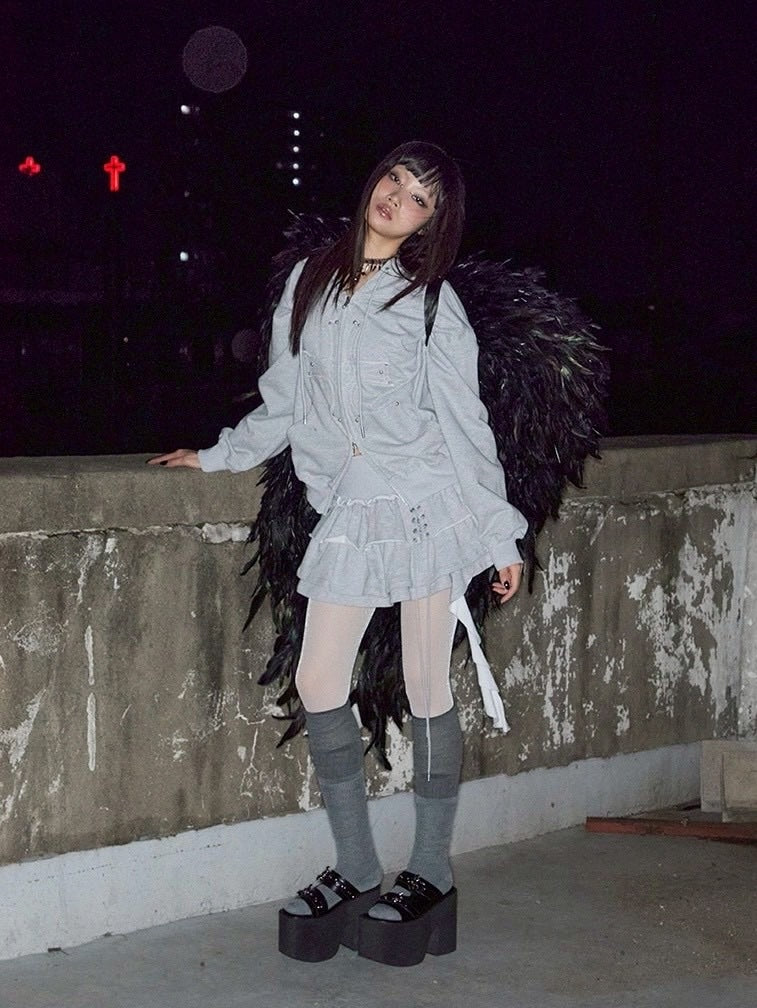 【NOT KNOWING】3 Tiered Lace-Up Ruffle Skirt / 【ノットノーイング】３ティアードレースアップラッフルスカート