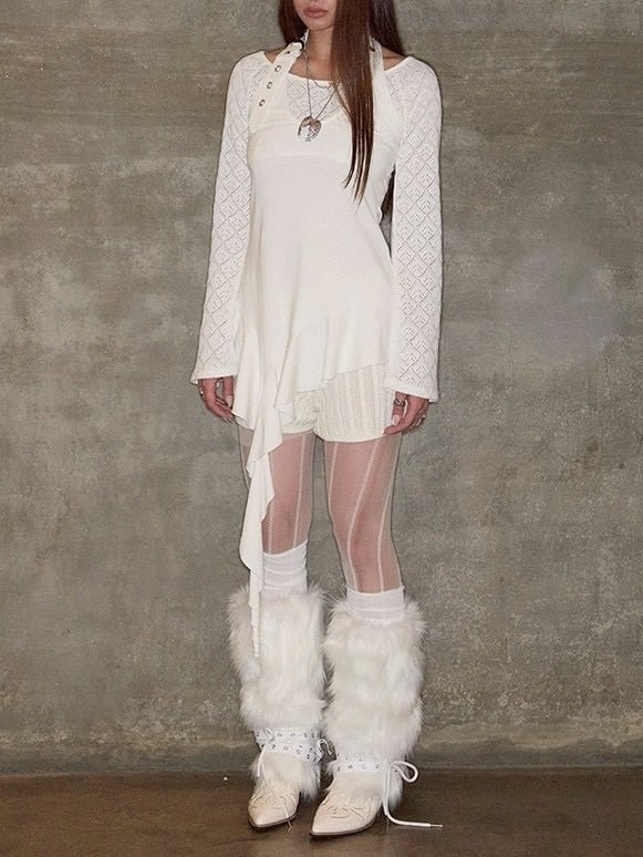 【NOT KNOWING】Belted Halter Ruffle Top / 【ノットノーイング】ベルトホルターラッフル長袖Ｔシャツ