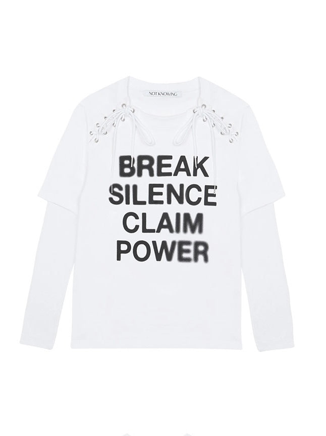 【NOT KNOWING】Lace-Up Layered Top / 【ノットノーイング】レースアップレイヤード長袖Ｔシャツ