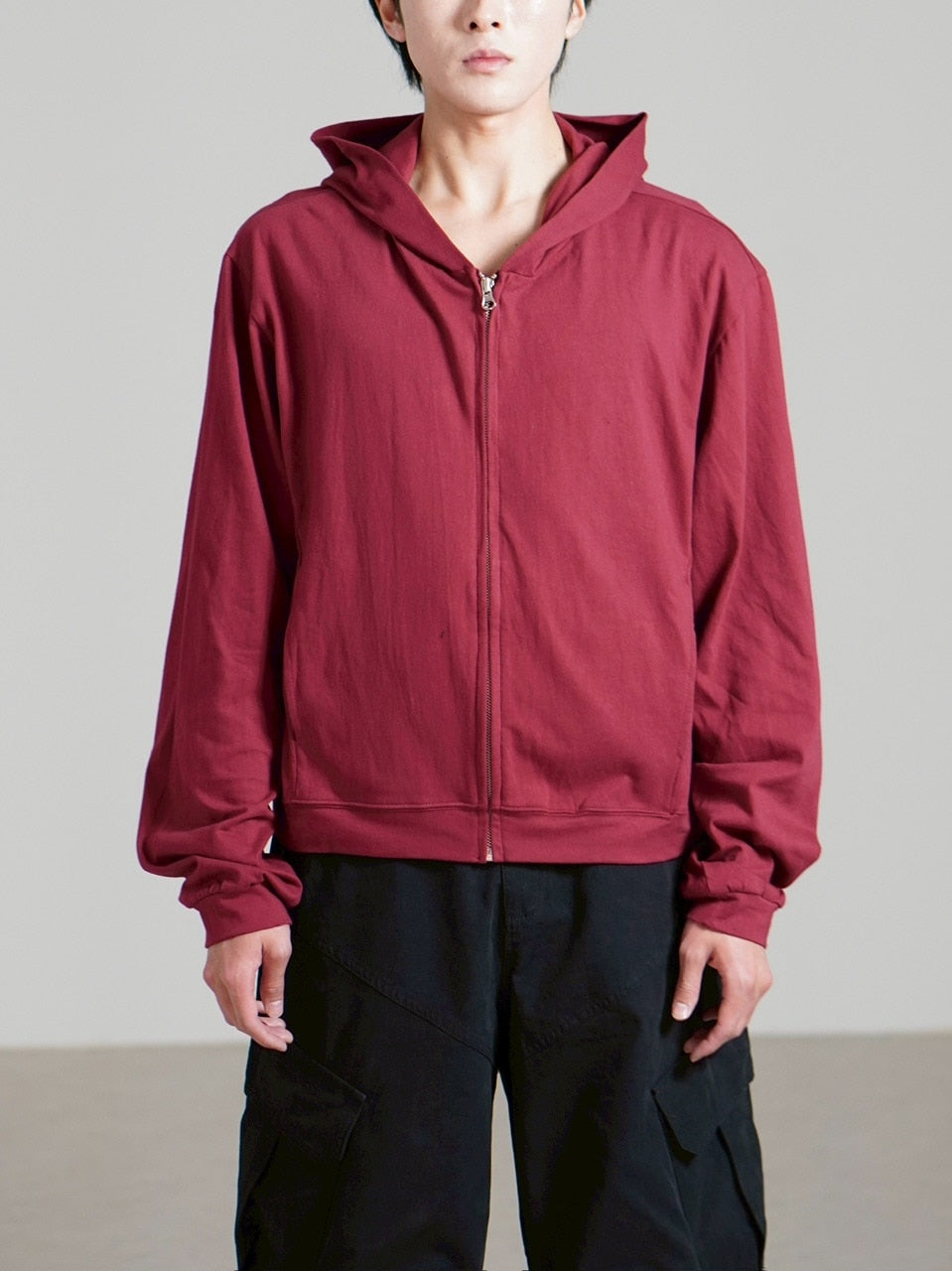 受注制【Chikashitsu +】light touch cropped hoodie / 【チカシツプラス】 ライトタッチクロップドパーカー (3color)