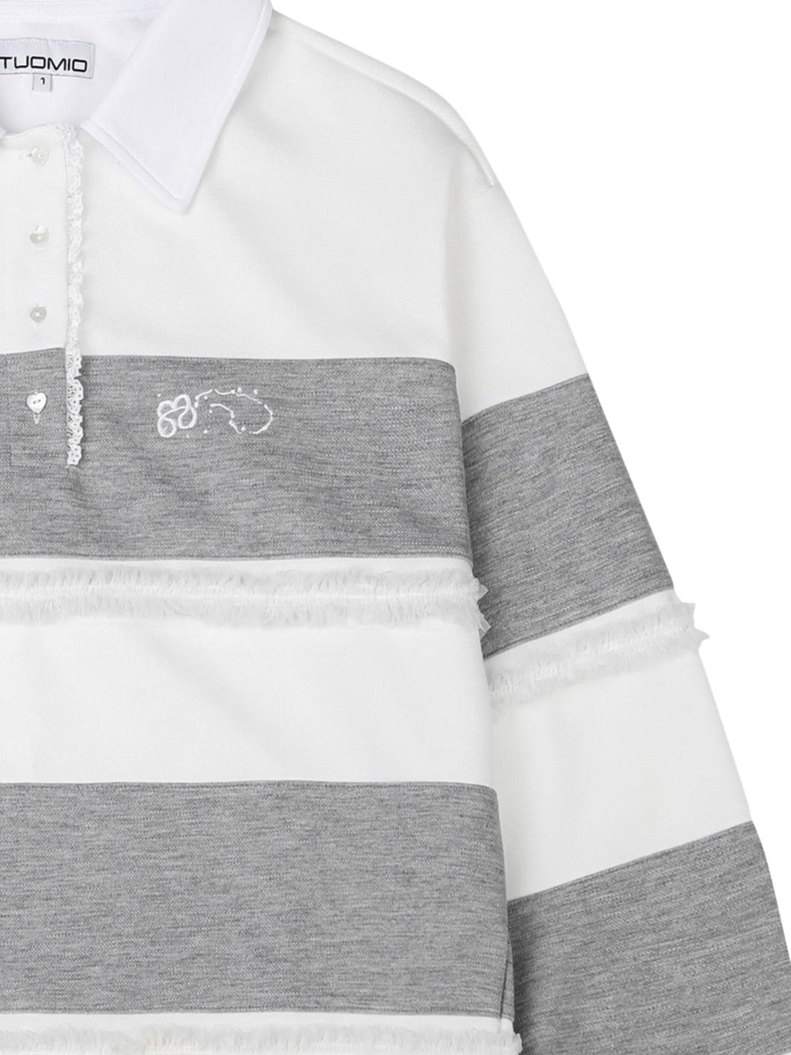 【TUOMIO】RUFFLE POLO TOP / 【トゥオミオ】ラッフル長袖ポロシャツ