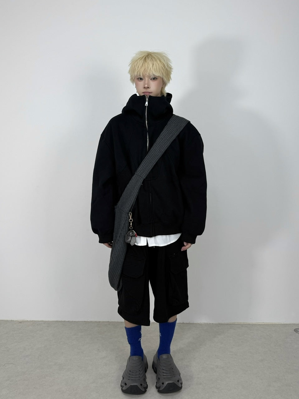 国際配送【Nerd out XU】high neck heavy hoodie / 【ナードアウトエックスユー】ハイネックヘビーフーディー (2color)