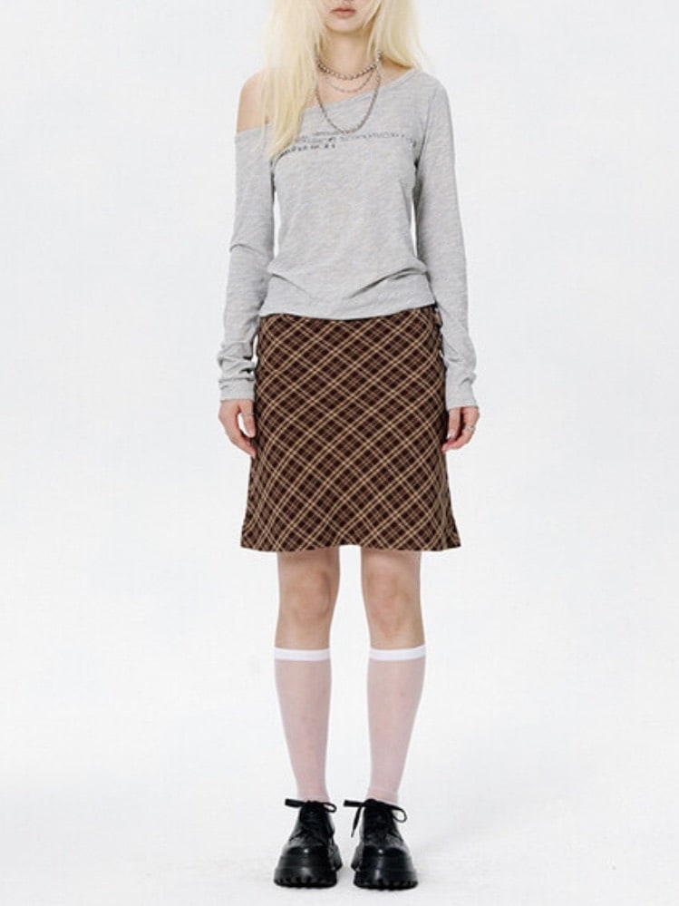 【runningHIGH】ONE OFF SHOULDER L/S TEE / 【ランニングハイ】ワンオフショルダー長袖Ｔシャツ