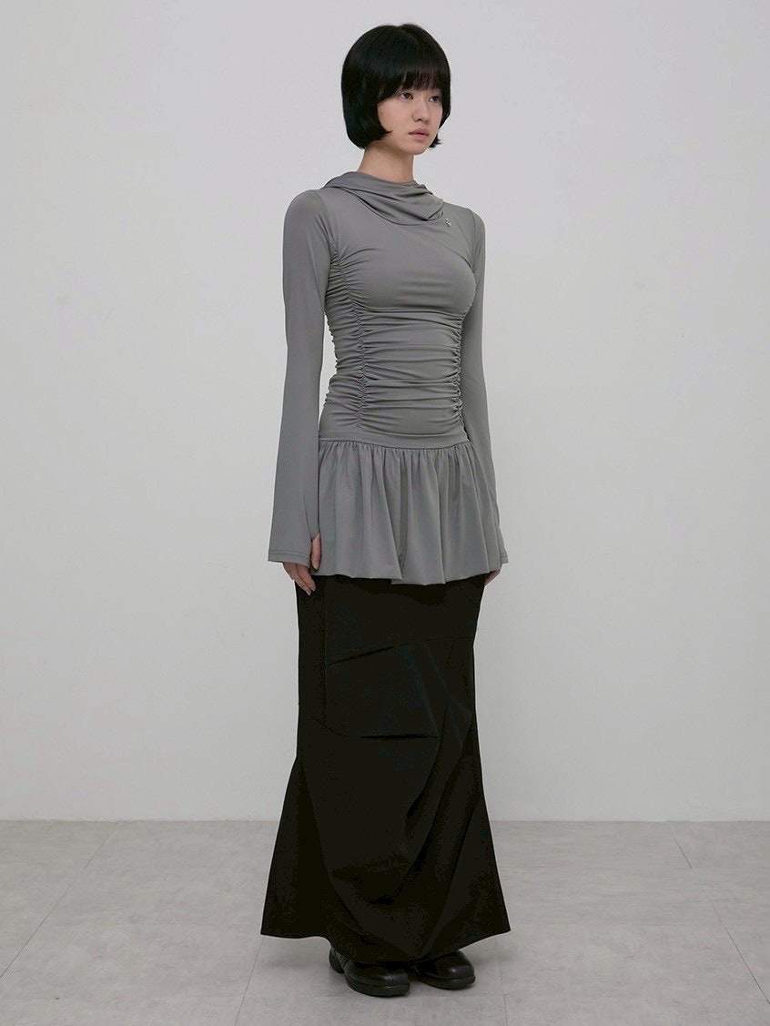 【FLAREUP】Hooded High Neck Long Dress / 【フレアアップ】フードハイネックロングドレス