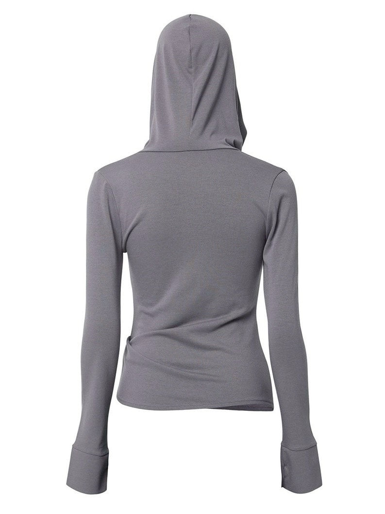 【FLAREUP】Asymmetrical Draped Hoodie / 【フレアアップ】アシンメトリードレープフードロングTシャツ