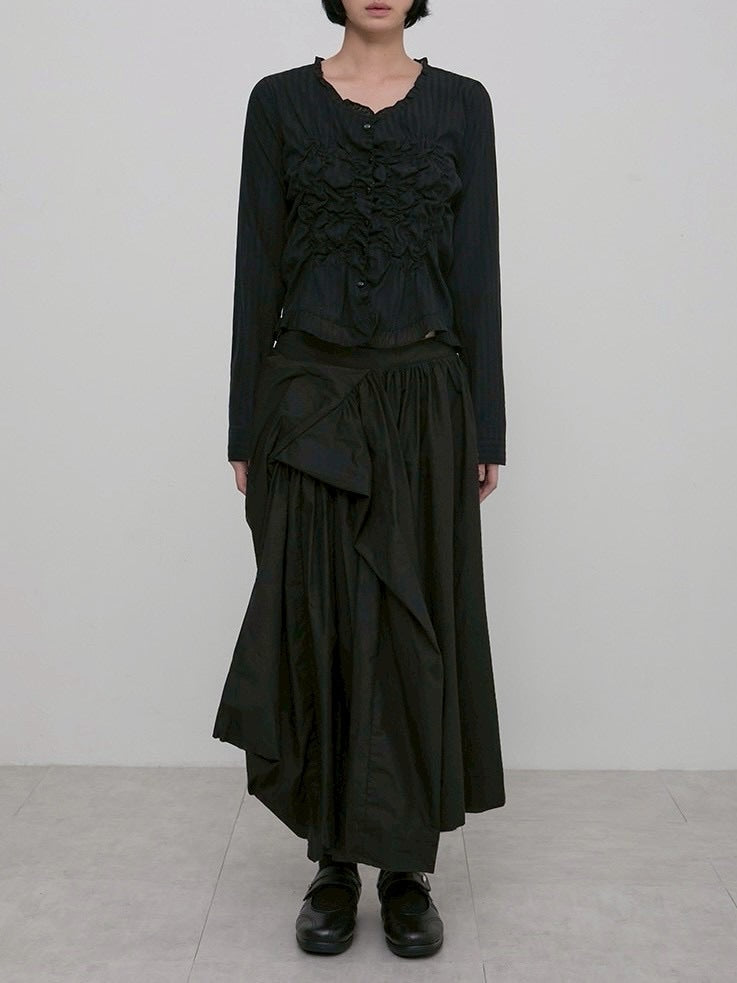 【FLAREUP】Saya Frill Puff Long Blouse / 【フレアアップ】サヤフリルパフロングシャツ