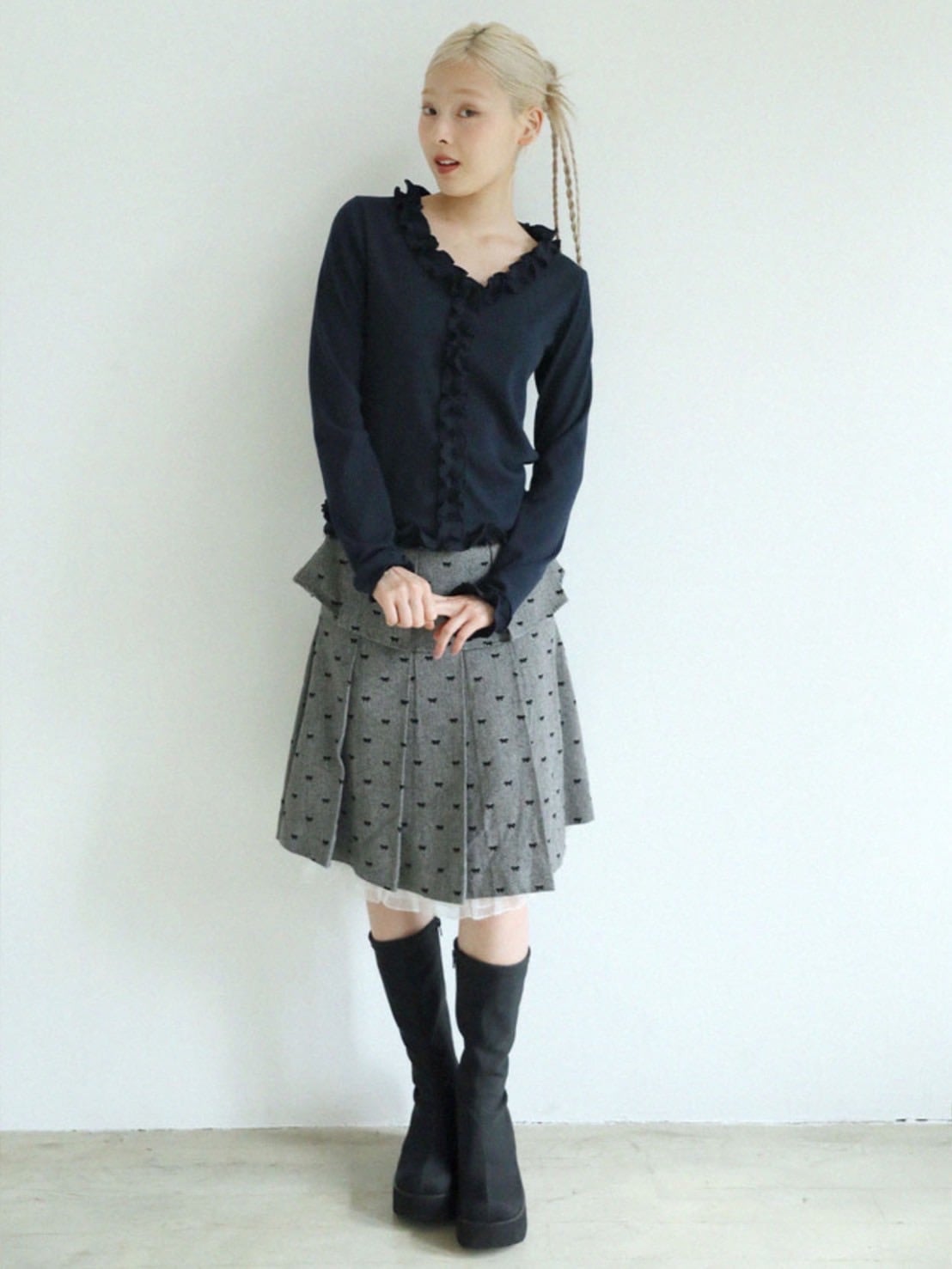 12/21 20:00 再販【Uglyshadow】RUFFLE RIBBED T-SHIRT