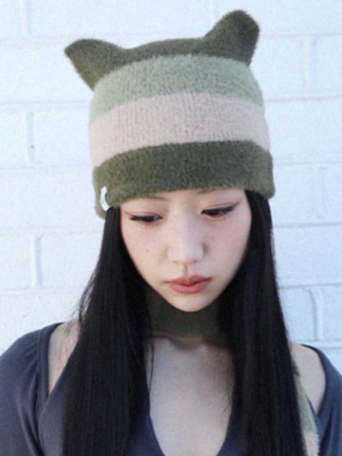 12/21 20:00 再販【Uglyshadow】STRIPED CAT BEANIE