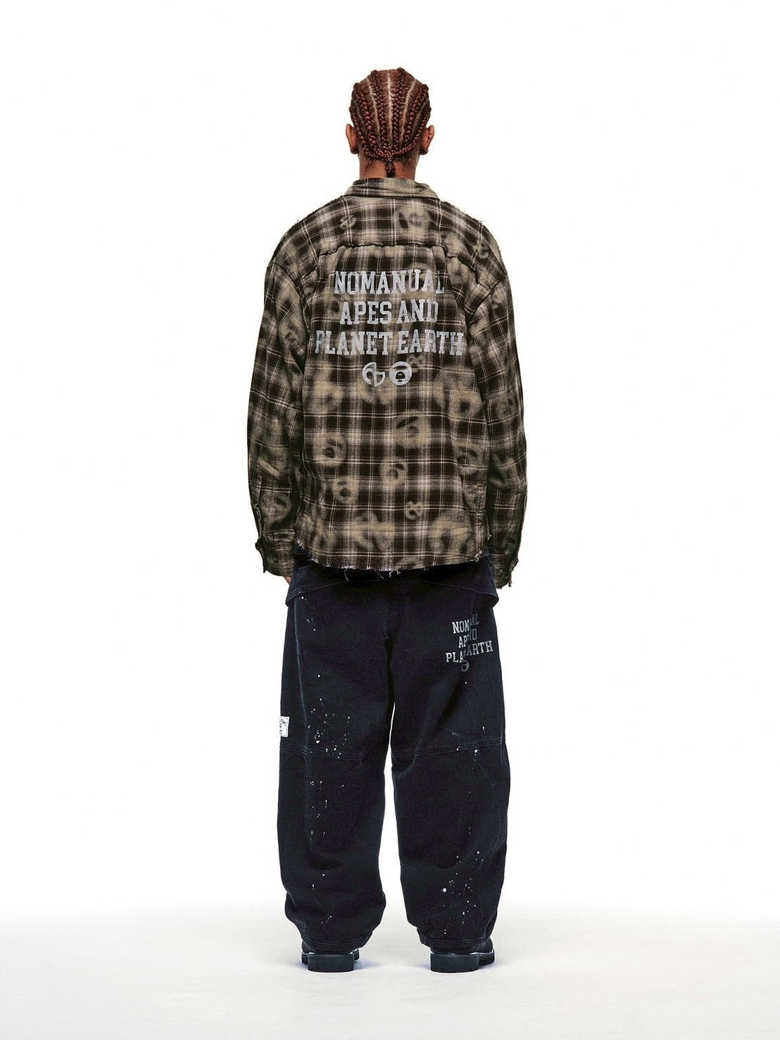 【AAPE X NOMANUAL】AAPE X NOMANUAL PAINTED DOUBLE KNEE DENIM PANTS