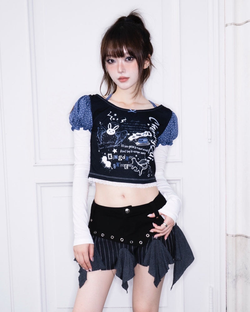 1/2 20:00発売【CHERRYQUIRI】graffy starry puffy sleeve
