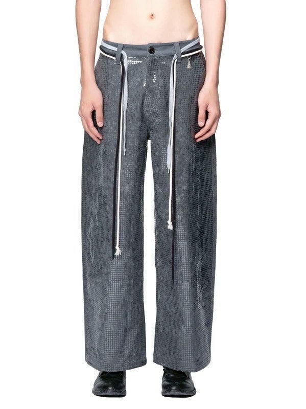 【The Boy Has No Patience】Transparent Pressed French Work Pants / 【ザボーイハズノーペーシェンス】ベルトストリングデニムパンツ