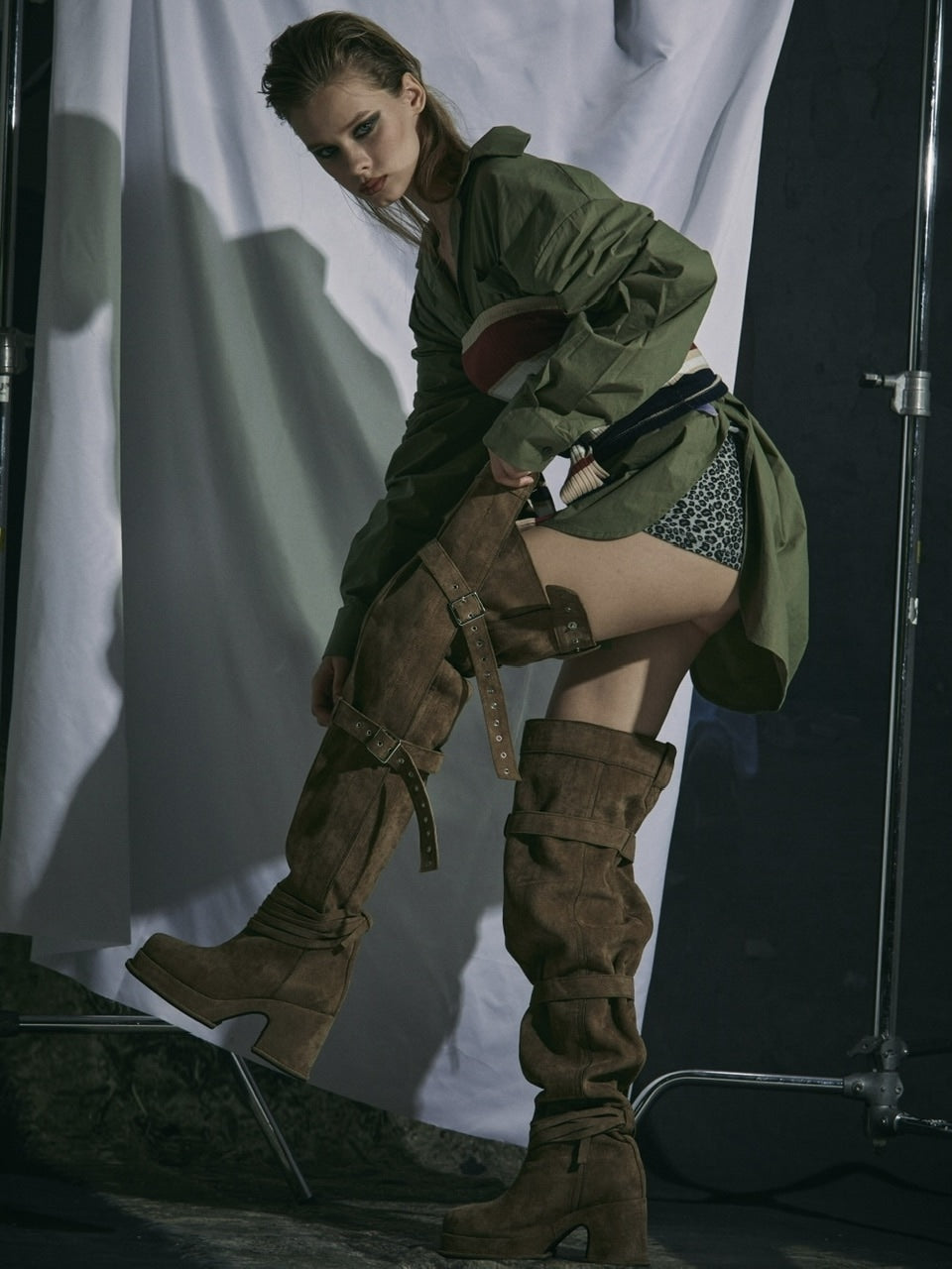 【GATELESS】BELT BUCKLE LOOSE LONG BOOTS / 【ゲートレス】ベルトバックルルーズロングブーツ