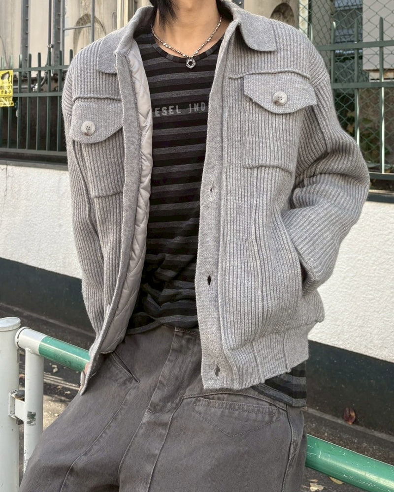 受注制【nmtc +】wool padding knit blouson / 【エヌエムティーシープラス】ウールパディングニットブルゾン (3color)