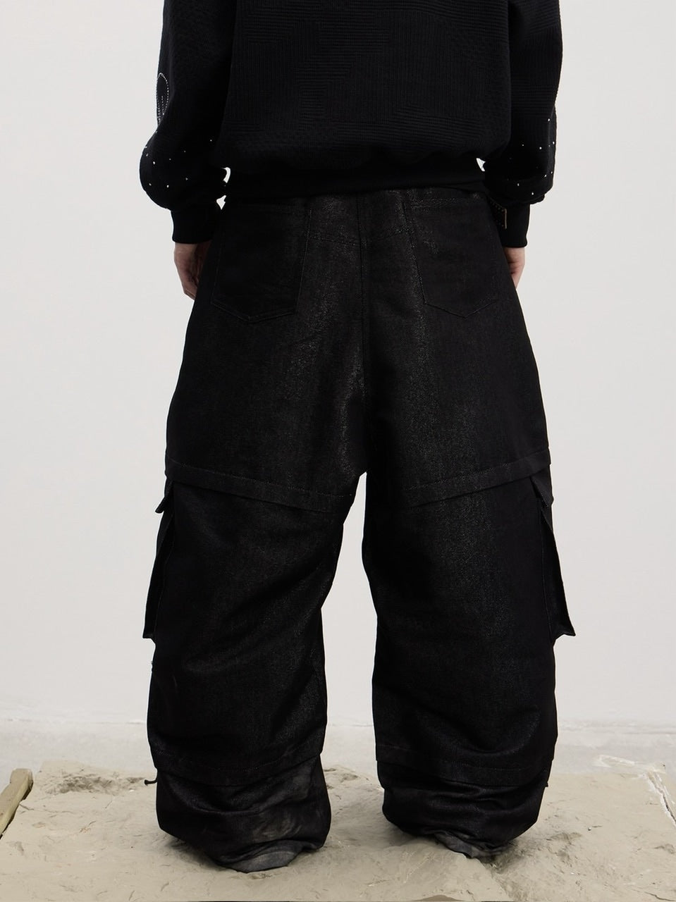 【DND4DES】Drawn Silver Silk Sharp Dance Pants /【ディーエヌディーフォーデス】ベルトシャーリングデニムパンツ