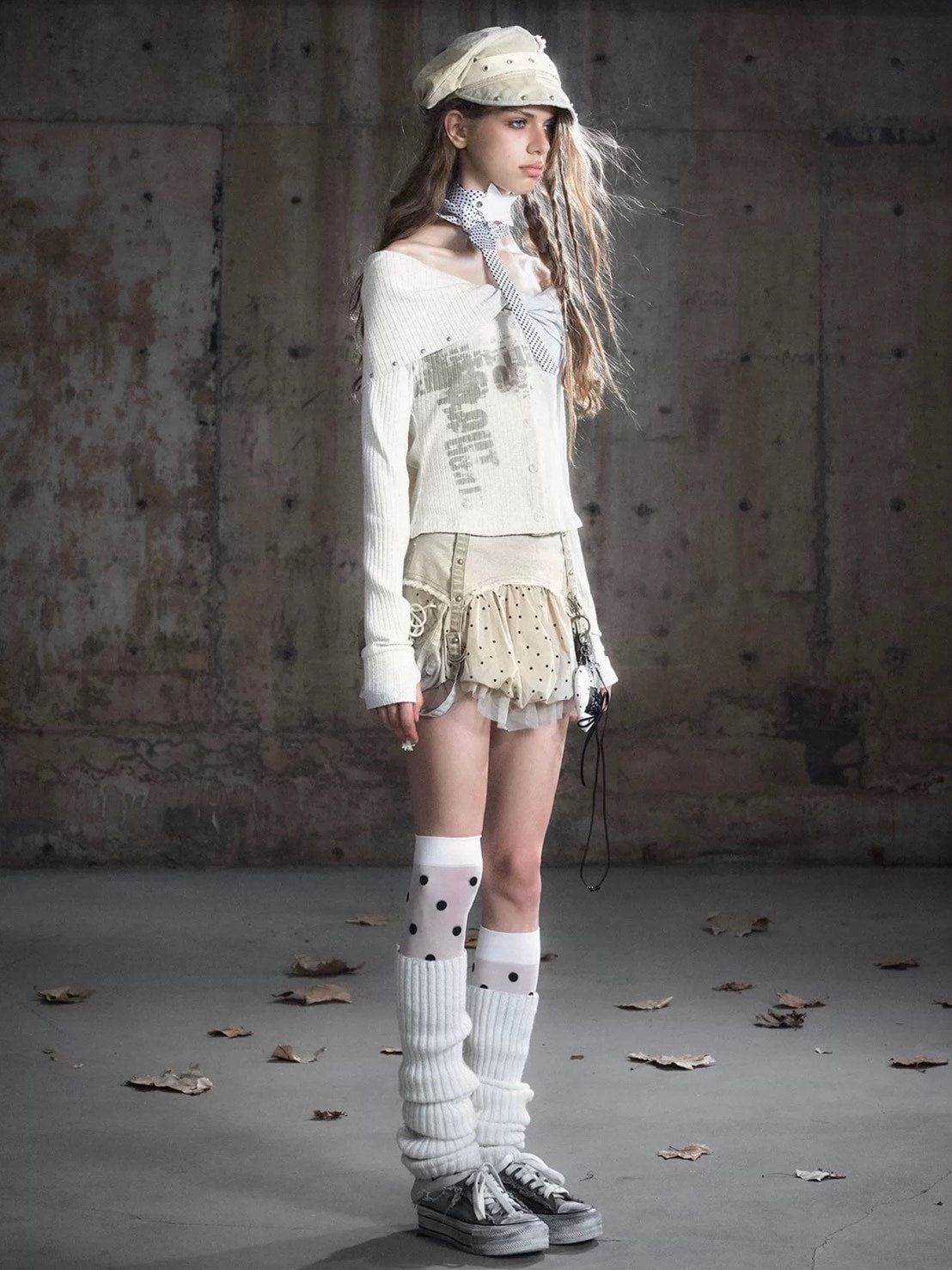 【Cest Nous】Off Shoulder Print Top / 【セヌー】オフショルダープリント長袖トップス