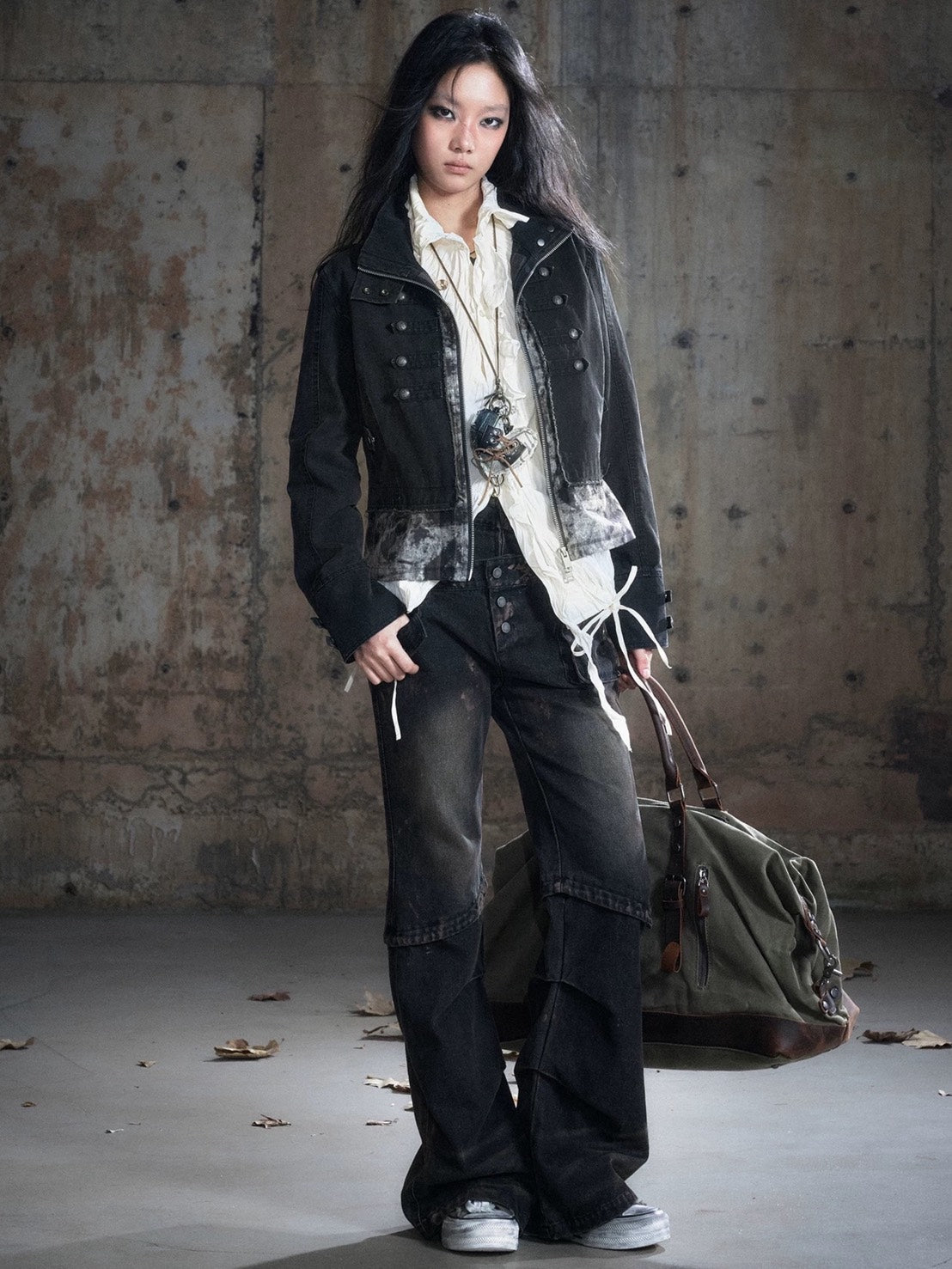 【Cest Nous】Baroque Jacket / 【セヌー】ハイネックバロックジップアップデニムジャケット