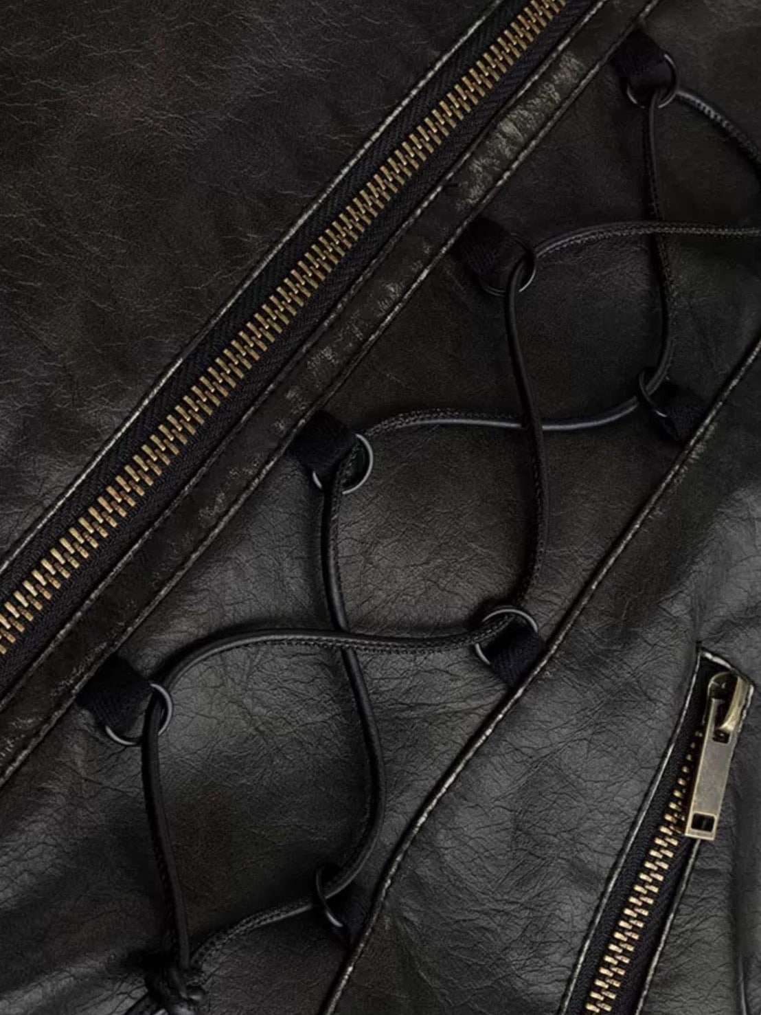 【Cest Nous】Lace-up Non-leather Jacket / 【セヌー】ハイネックコーティングレースアップジャケット