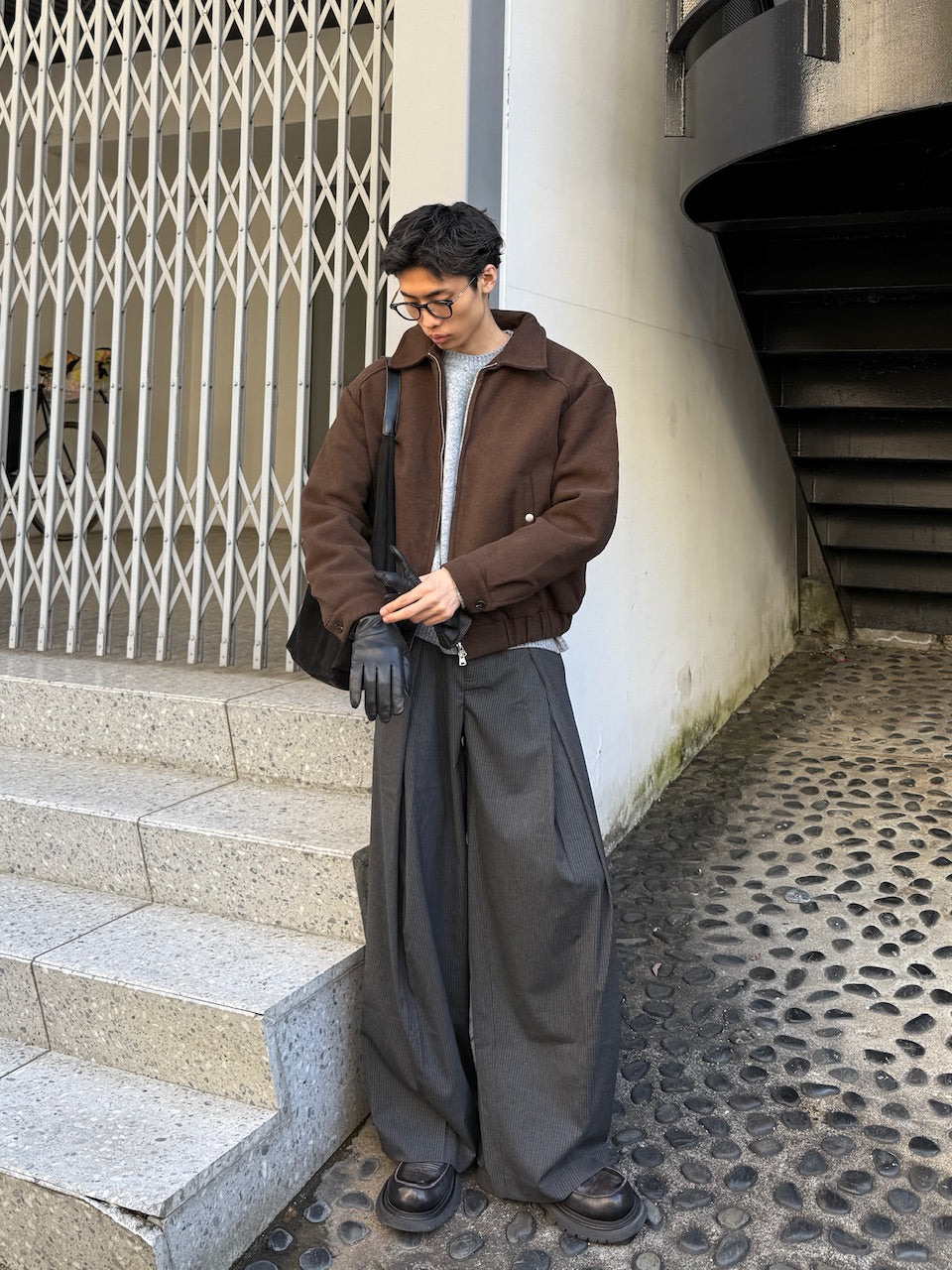 東京店WEB限定受注制【Chikashitsu +】cropped wool zip jacket / 【チカシツプラス】クロップドウールジップジャケット (3color)