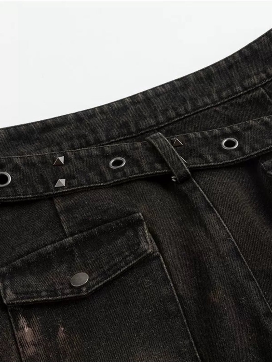 【Cest Nous】Dirty Wash Double Waist Jeans / 【セヌー】ダーティーウォッシュダブルウエストデニムパンツ"