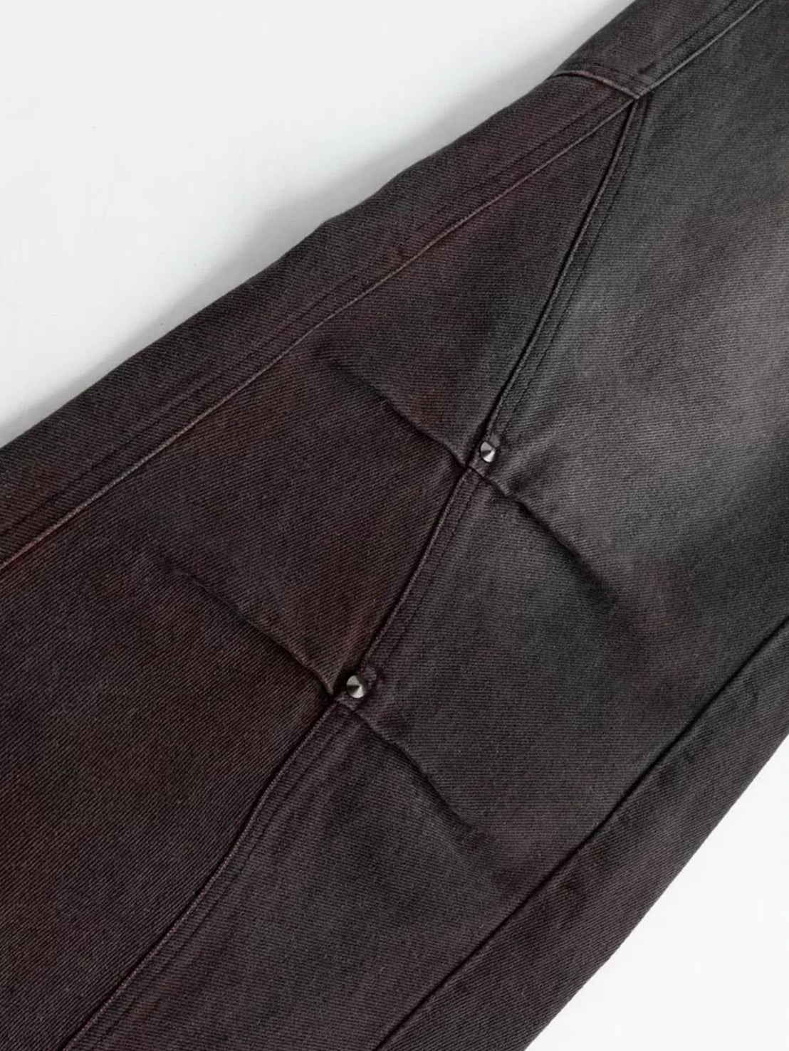 【Cest Nous】Black & Red Wide-Leg Pants / 【セヌー】ダブルウエストダメージデニムパンツ