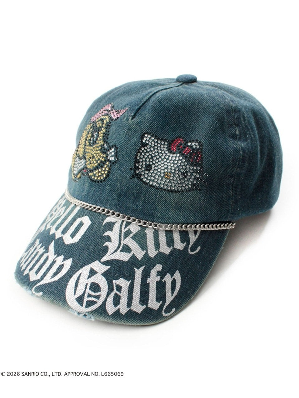 【GALFY×KITTY】キラキラデニムキャップ / 【ガルフィー×キティー】キティラインストーンデニムキャップ