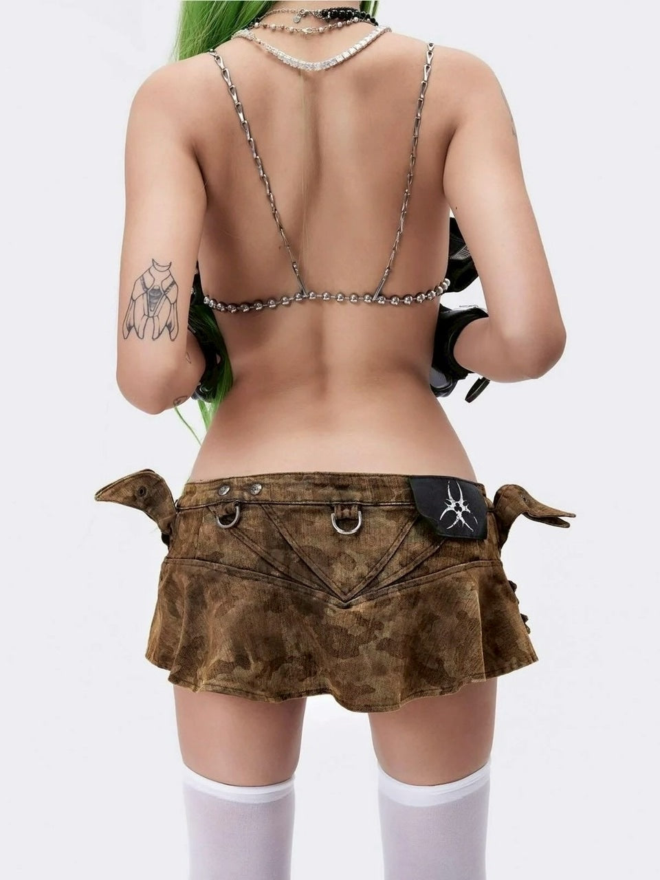 【Cozy world Wide】005 CHAOS DREAM WAXED CAMO SKIRT / 【コージーワールドワイド】スタッズカモミニスカート