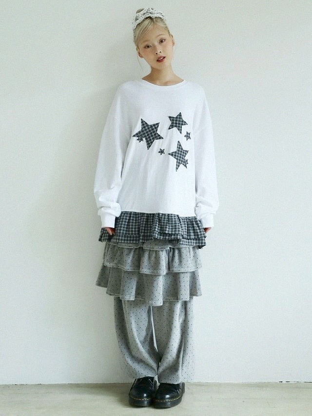 12/21 20:00 発売【Uglyshadow】DOT VELVET CANCAN MIDI SKIRT PANTS