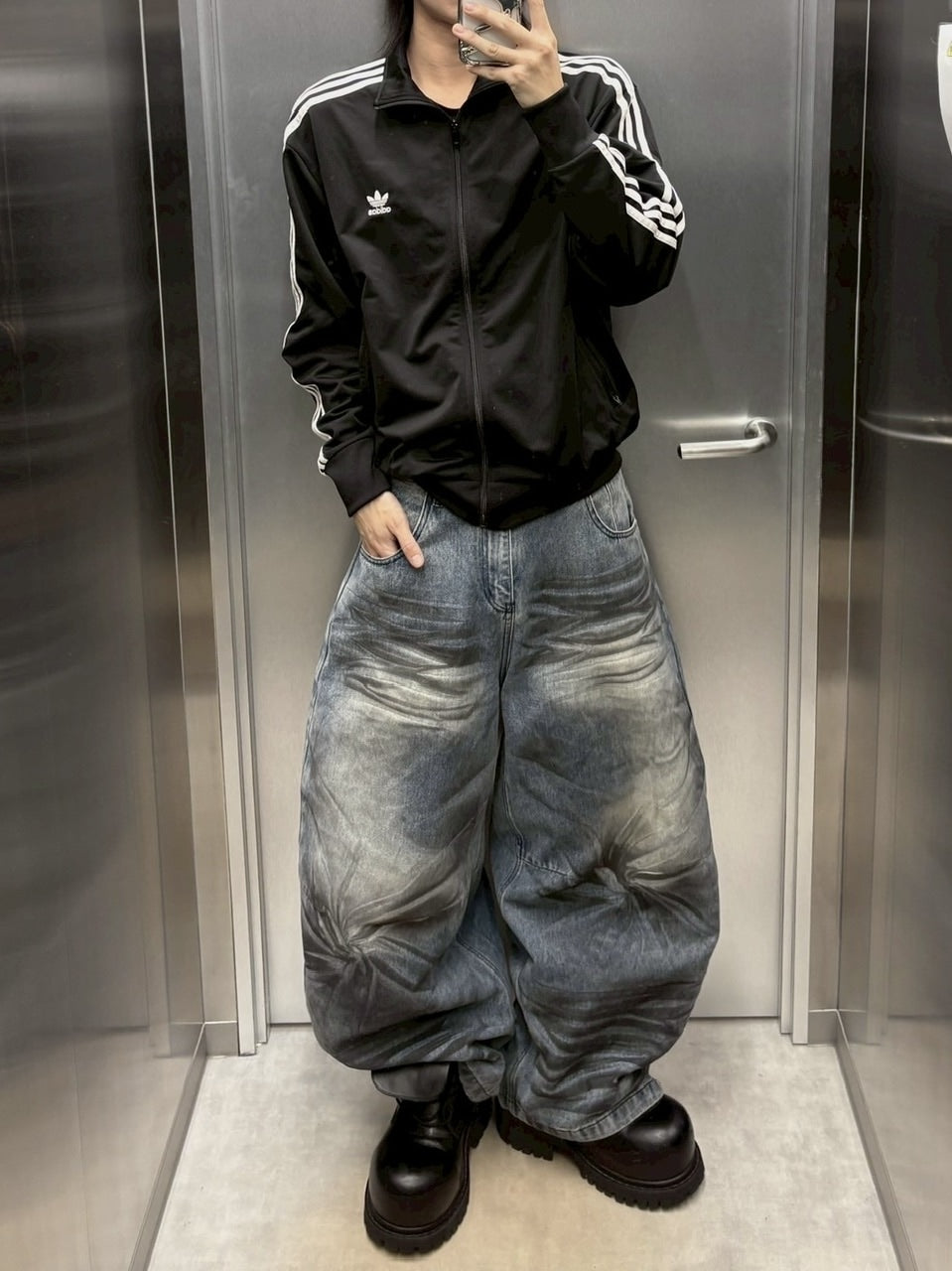国際配送【youll】dirty wash baggy denim pants