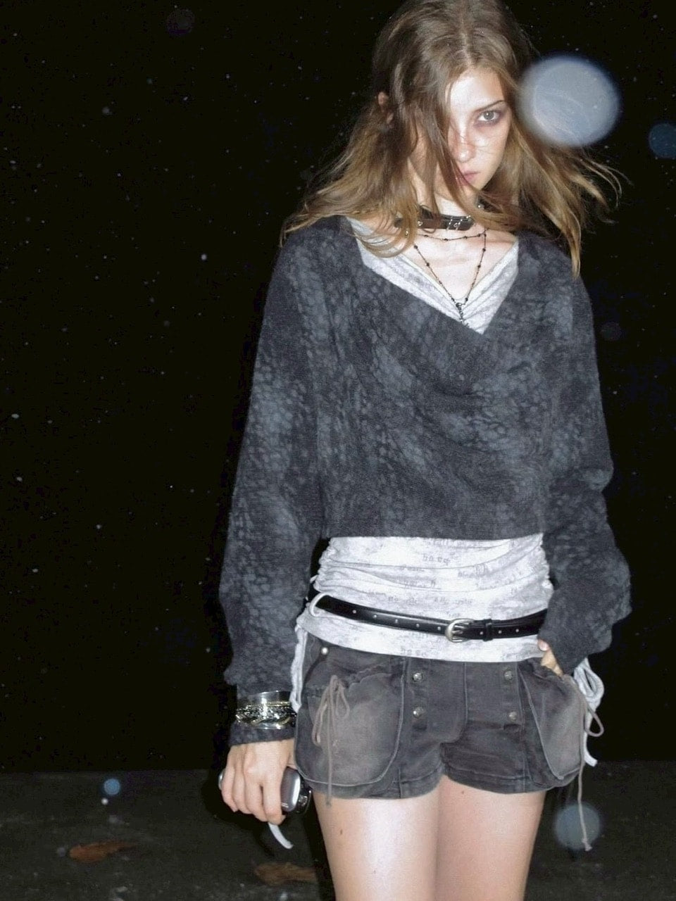 【Cest Nous】Bloom-style denim shorts / 【セヌー】レースアップリベットショートデニムパンツ