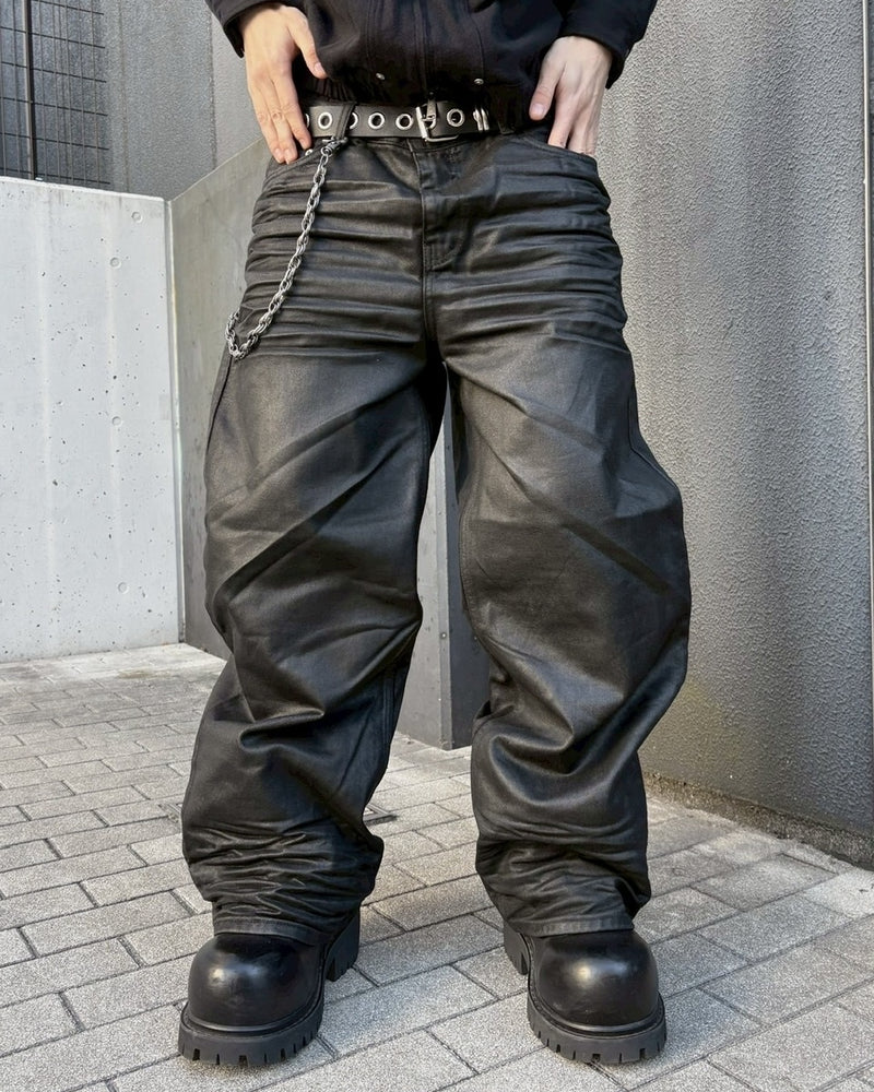 受注制【nmtc +】coating straight denim pants / 【エヌエムティーシープラス】コーティングストレートデニムパンツ