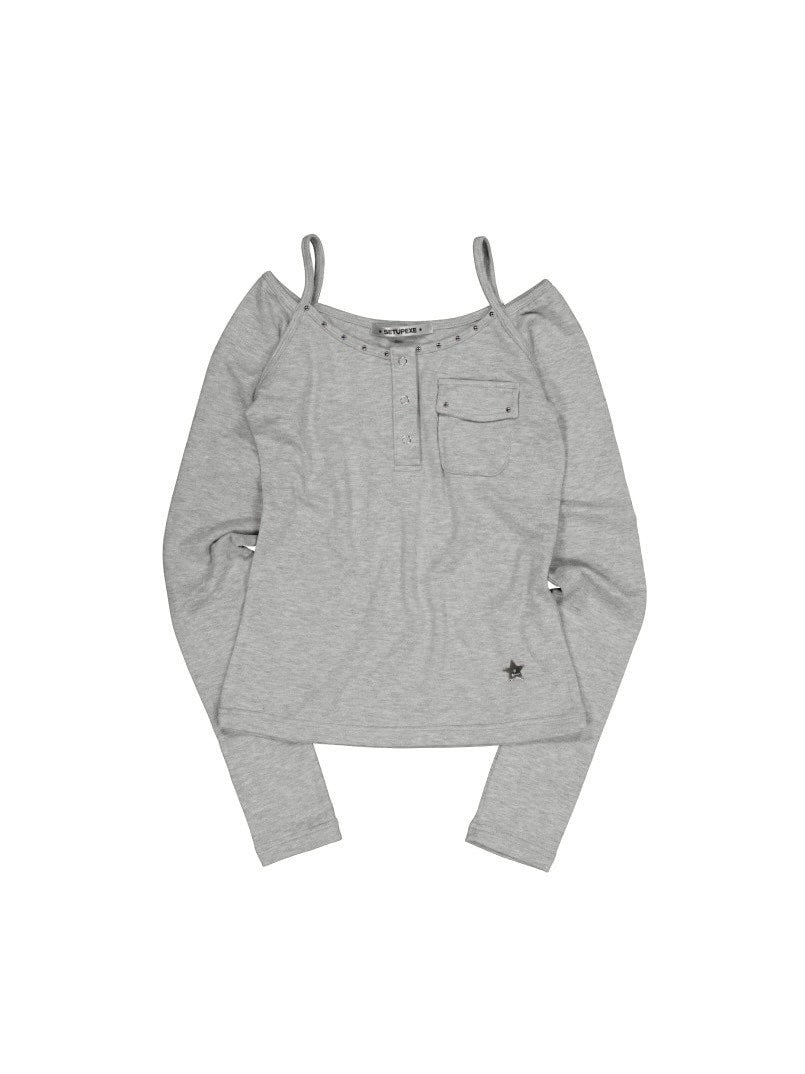 【SETUP‐EXE】SLEEVELESS LAYERED TOP / 【セットアップエグゼ】キャミレイヤード長袖Tシャツ